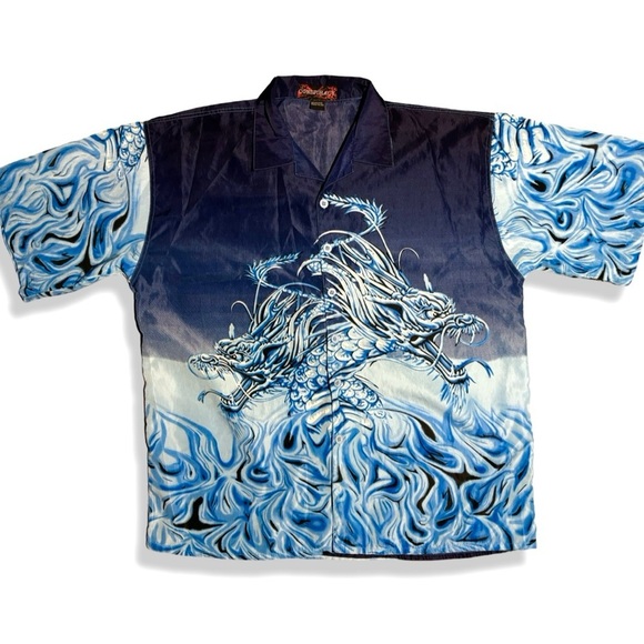 American Vintage Other - Vintage Y2K Dragon Graphic Button Up Shirt